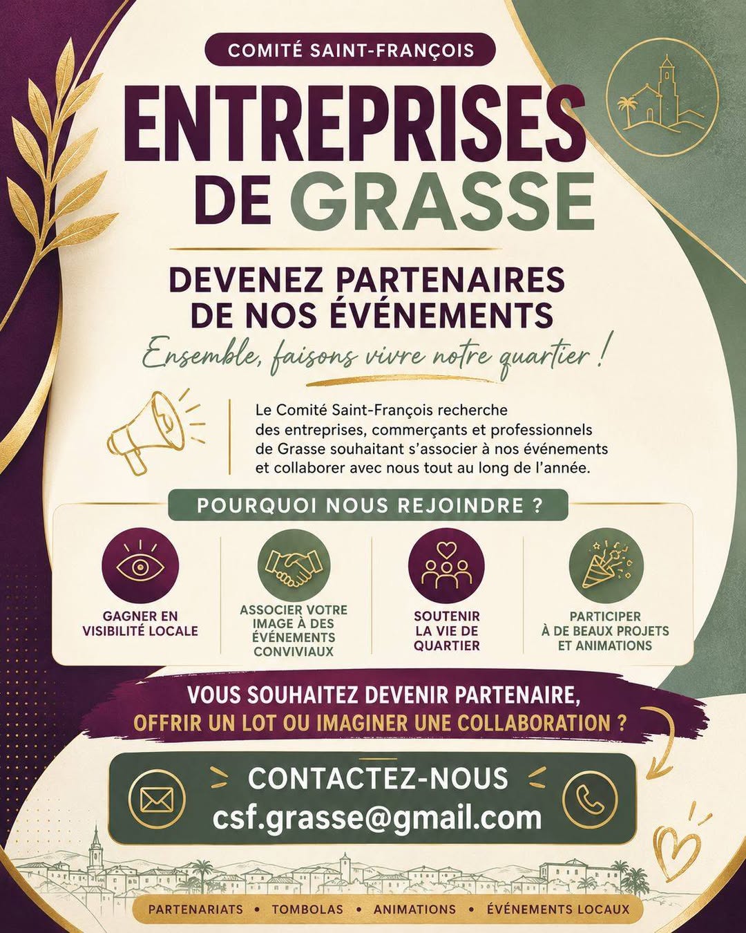 Entreprises de Grasse : devenez partenaires de nos événements